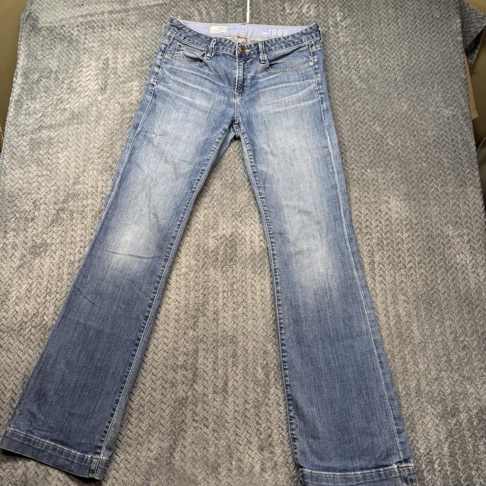 Gap 1969 Long & Lean Bootcut Jeans Women's Size 28/6R Medium Wash Stretch Denim